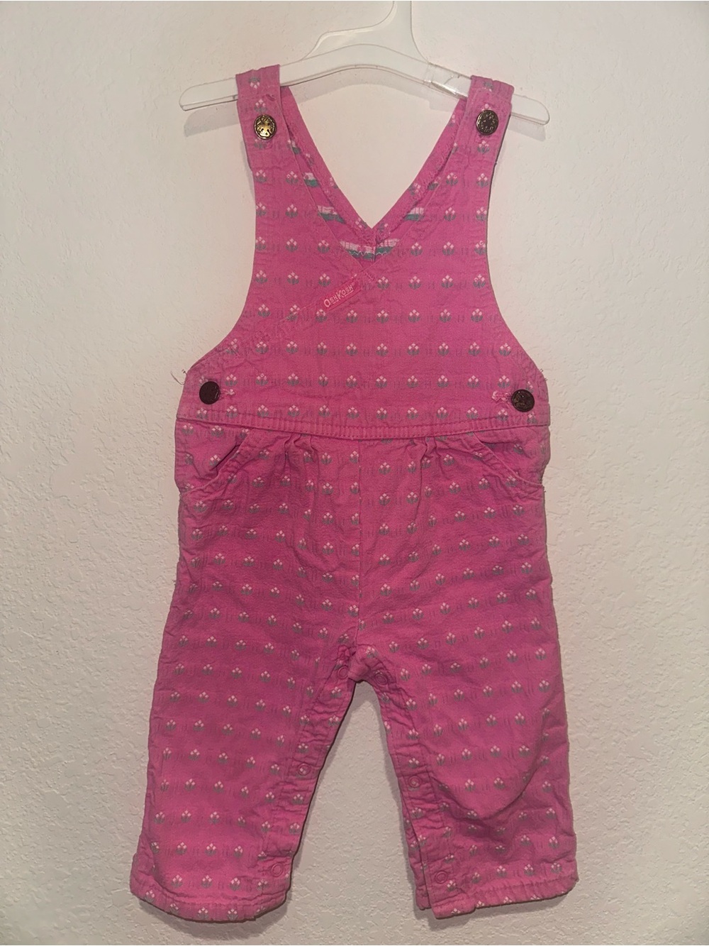 Vintage Pink Girls' Floral OshKosh Cross front Overalls - Kids Bottoms
